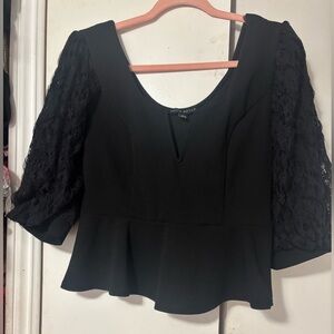 Elegant Black Lace Sleeve Women's Top